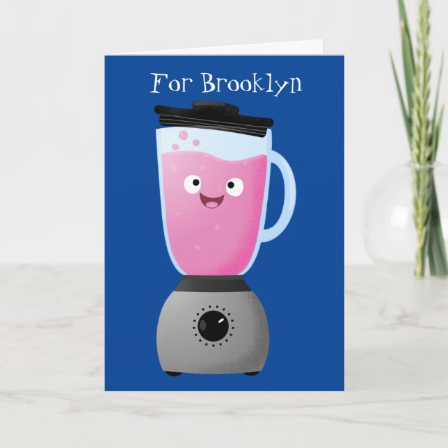 Cute happy food blender kitchen appliance cartoon card (Front)