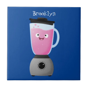 Cute happy food blender kitchen appliance cartoon ceramic tile