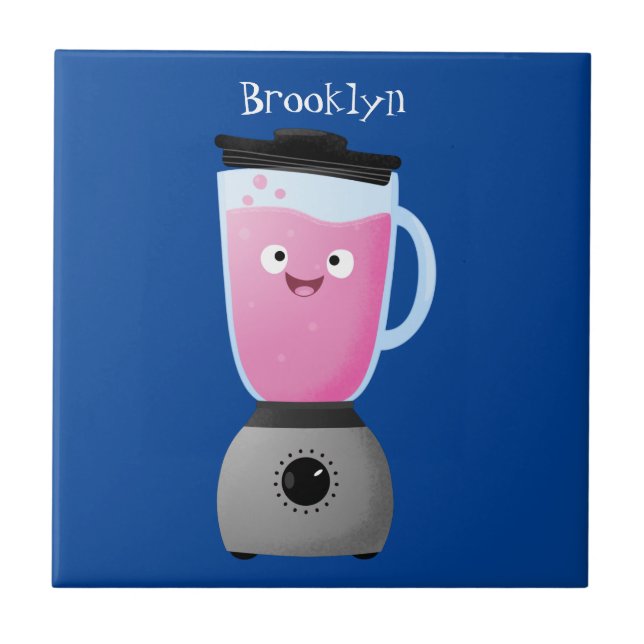 Cute happy food blender kitchen appliance cartoon ceramic tile (Front)
