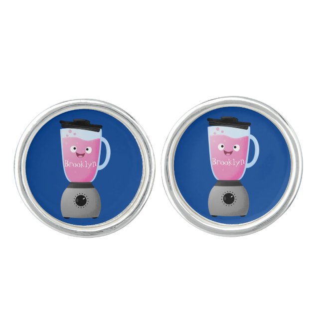 Cute happy food blender kitchen appliance cartoon cufflinks (Front)