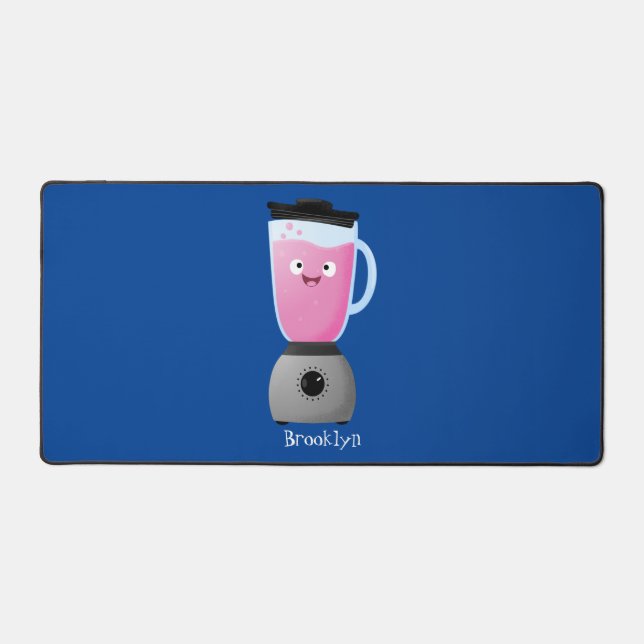 Cute happy food blender kitchen appliance cartoon desk mat (Front)