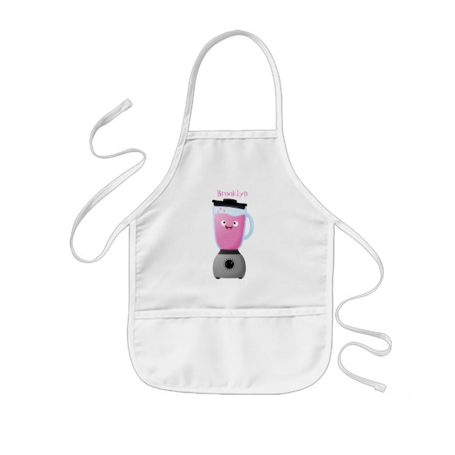 Cute happy food blender kitchen appliance cartoon kids' apron (Front)
