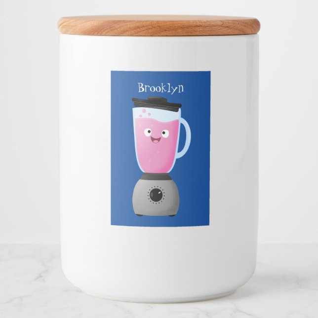 Cute happy food blender kitchen appliance cartoon label (Front)