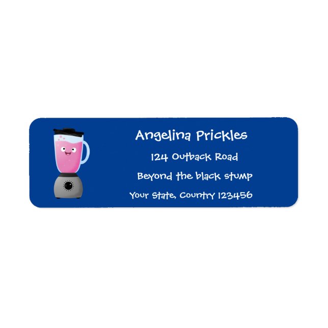 Cute happy food blender kitchen appliance cartoon label (Front)