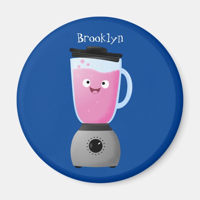 Cute happy food blender kitchen appliance cartoon magnet (Front)