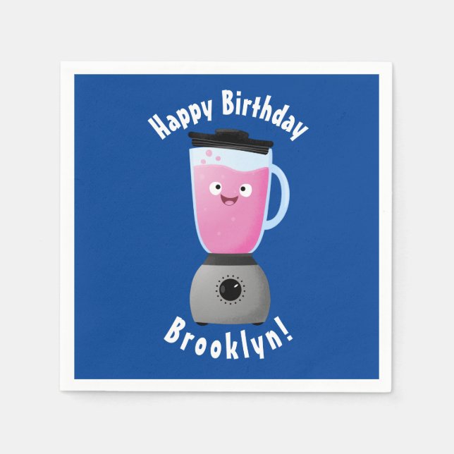 Cute happy food blender kitchen appliance cartoon  napkins (Front)