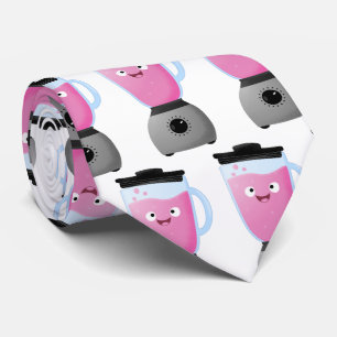 Cute happy food blender kitchen appliance cartoon neck tie