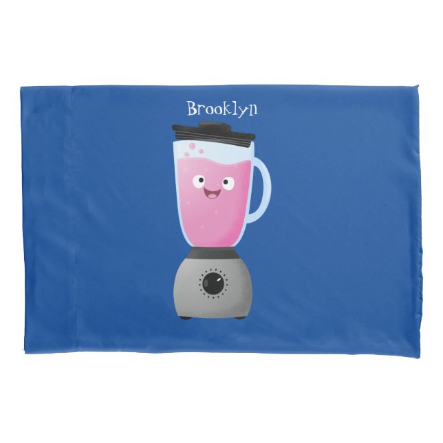 Cute happy food blender kitchen appliance cartoon pillow case (Front)