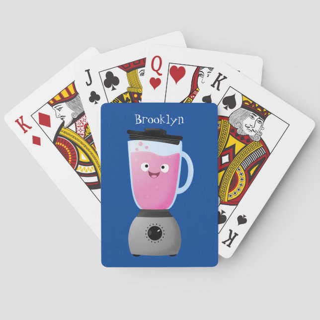 Cute happy food blender kitchen appliance cartoon  poker cards (Back)