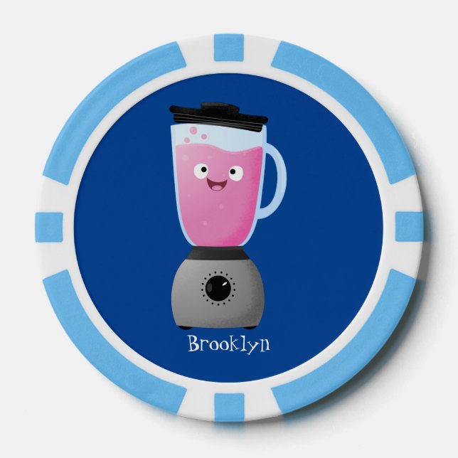 Cute happy food blender kitchen appliance cartoon poker chips (Front)