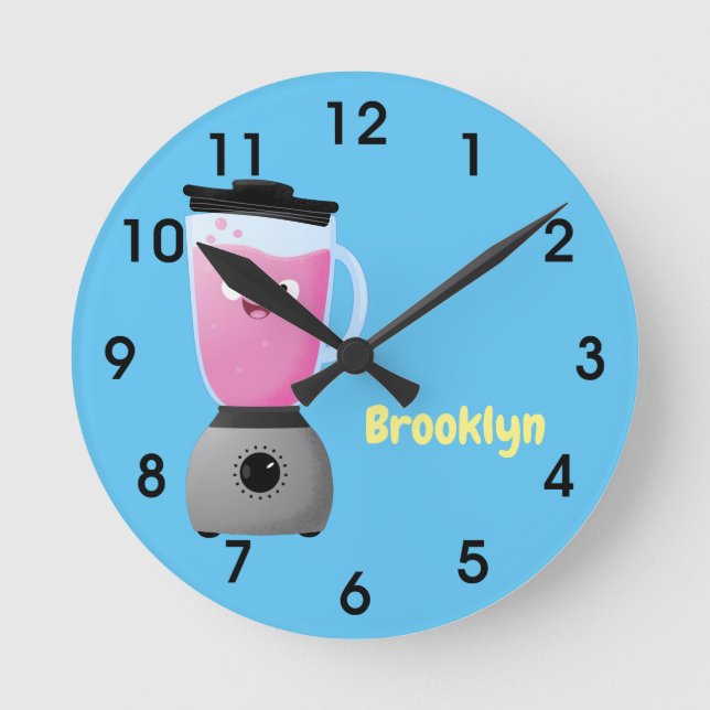 Cute happy food blender kitchen appliance cartoon  round clock (Front)