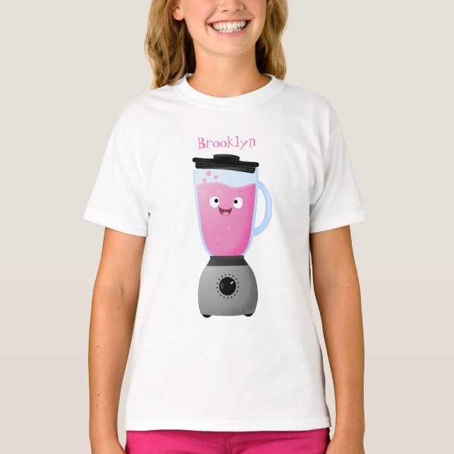 Cute happy food blender kitchen appliance cartoon  T-Shirt (Front)