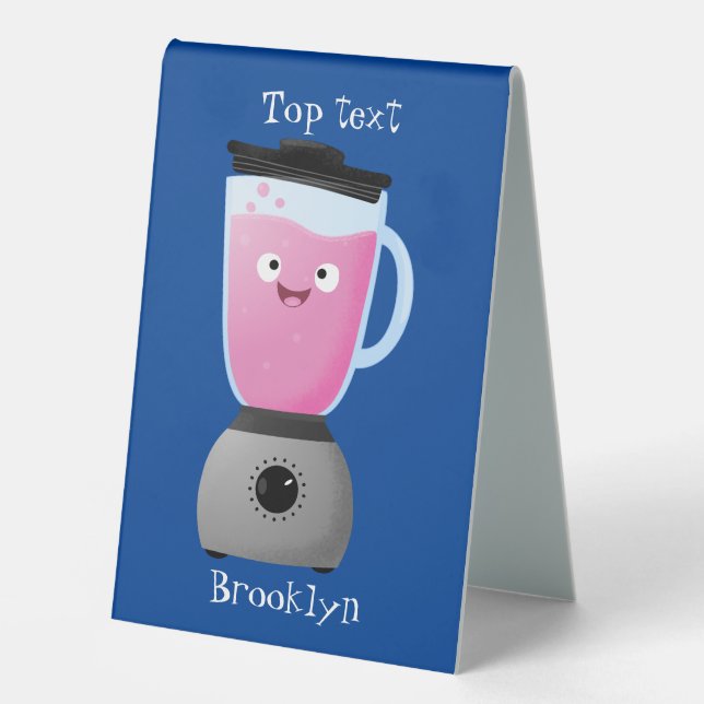 Cute happy food blender kitchen appliance cartoon table tent (Front)