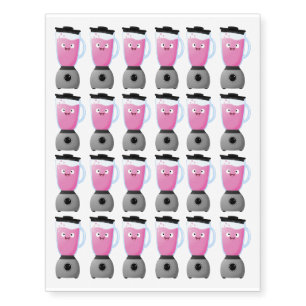 Cute happy food blender kitchen appliance cartoon temporary tattoos