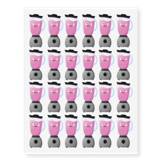 Cute happy food blender kitchen appliance cartoon temporary tattoos (Front)