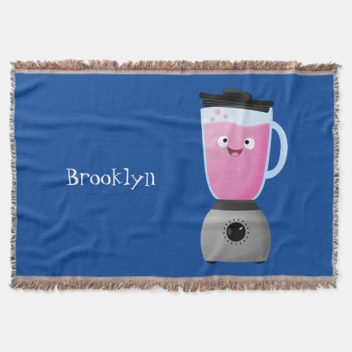 Cute happy food blender kitchen appliance cartoon throw blanket