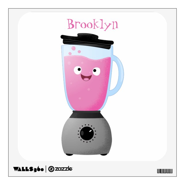 Cute happy food blender kitchen appliance cartoon wall decal (Front)