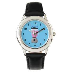 Cute happy food blender kitchen appliance cartoon watch