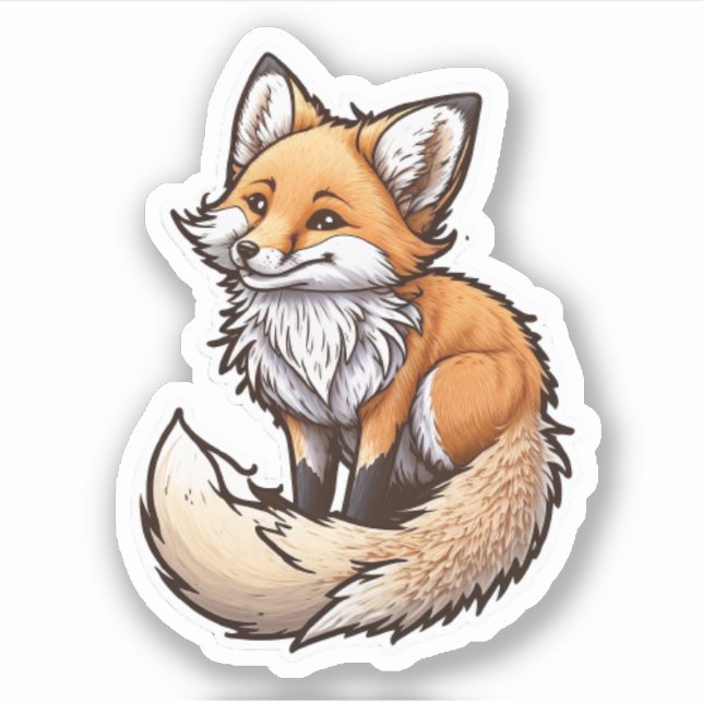 Cute Happy Fox Sticker (Front)