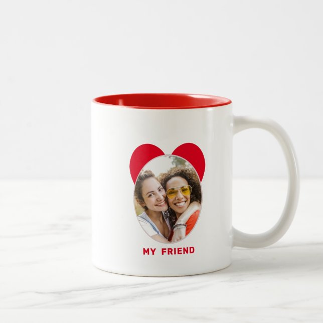 Cute Happy Friendship Day BEST FRIEND PHOTO Two-Tone Coffee Mug (Right)