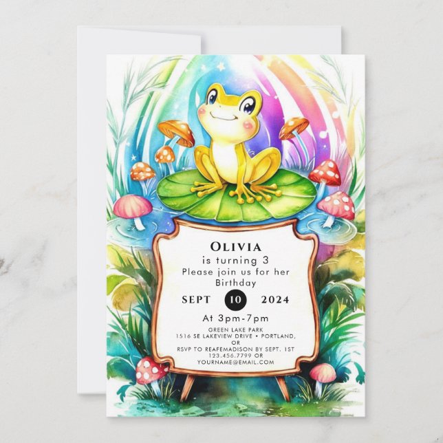 Cute Happy Frog Birthday Invitation (Front)