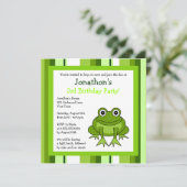Cute Happy Frog w/ Stripes Birthday Invite (Standing Front)