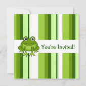 Cute Happy Frog w/ Stripes Birthday Invite (Back)