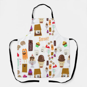 Cute Happy Fun Dessert Cartoon Pattern Apron