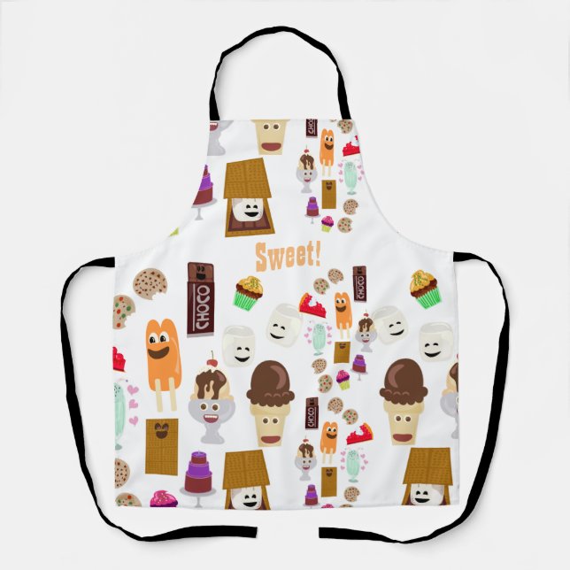 Cute Happy Fun Dessert Cartoon Pattern Apron (Front)