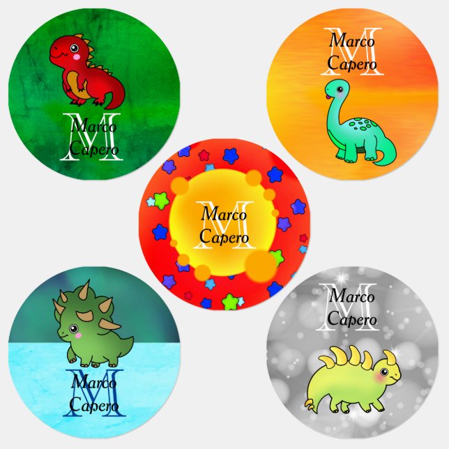 Cute Happy Fun Dinosaur Collection Kids' Labels (Group)