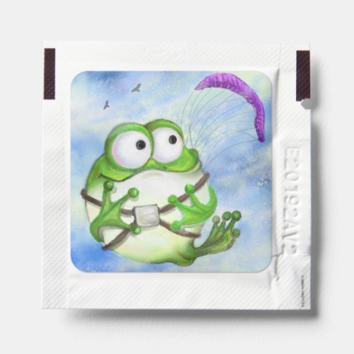 Cute Happy Funny Frog Paraglider _ Cartoon Drawing Hand Sanitizer Packet