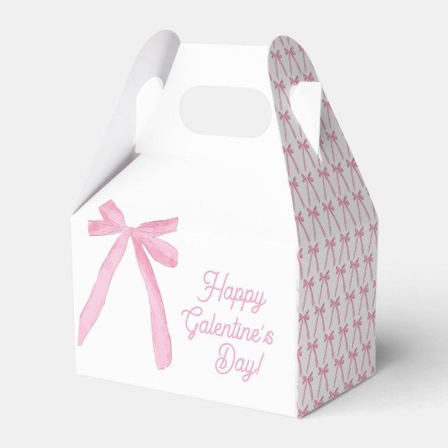 Cute Happy Galentine's day Pink Ribbons Bows Favor Boxes (Back Side)