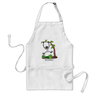Cute happy gibbon ape cartoon illustration adult apron