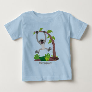 Cute happy gibbon ape cartoon illustration baby T-Shirt