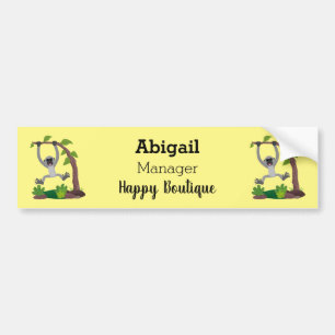 Cute happy gibbon ape cartoon illustration bumper sticker
