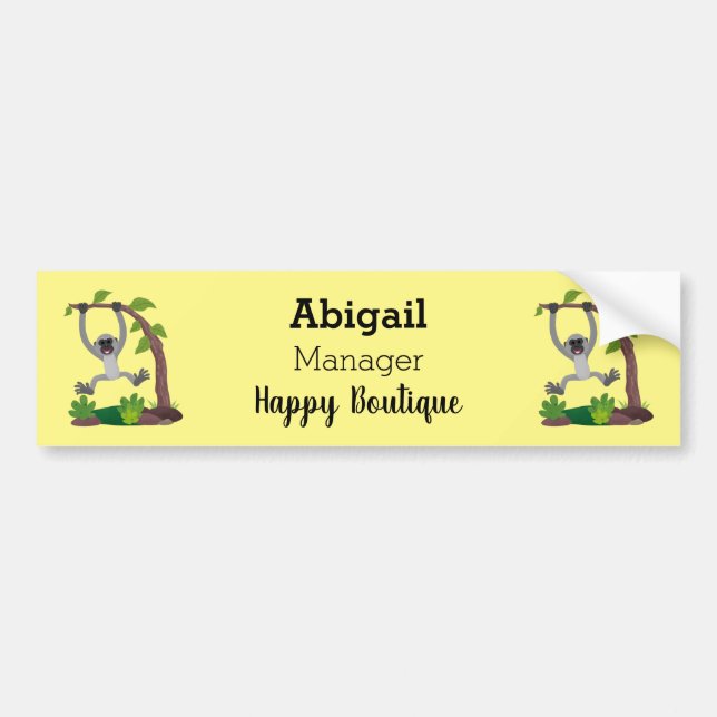 Cute happy gibbon ape cartoon illustration  bumper sticker (Front)