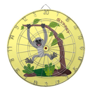 Cute happy gibbon ape cartoon illustration dart board