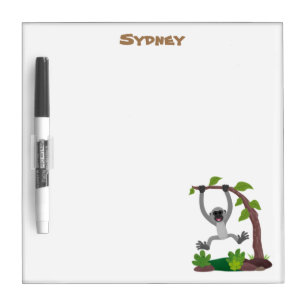 Cute happy gibbon ape cartoon illustration dry erase board