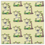 Cute happy gibbon ape cartoon illustration fabric