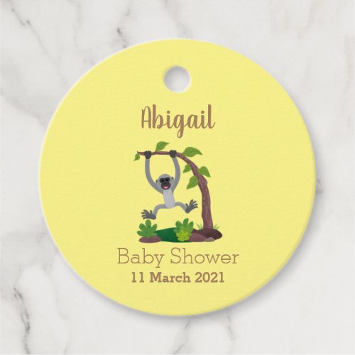 Cute happy gibbon ape cartoon illustration favor tags