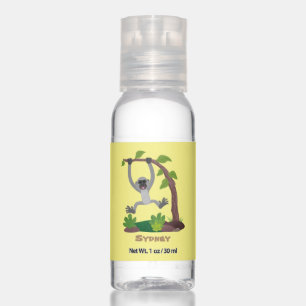 Cute happy gibbon ape cartoon illustration hand sanitizer