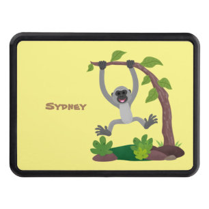 Cute happy gibbon ape cartoon illustration hitch cover