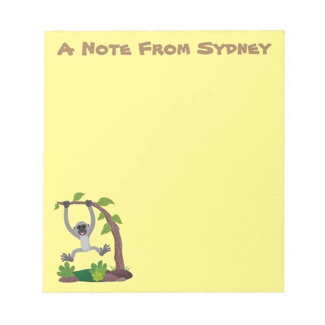 Cute happy gibbon ape cartoon illustration  notepad (Front)