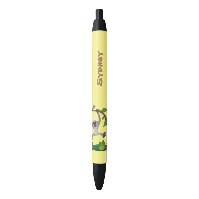 Cute happy gibbon ape cartoon illustration pen (Front Vertical)