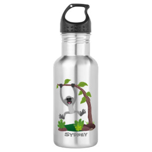 Cute happy gibbon ape cartoon illustration stainless steel water bottle