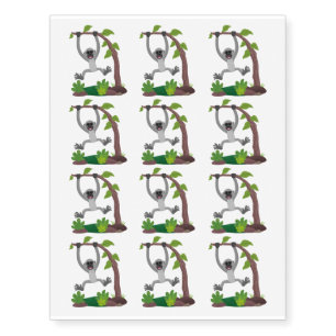 Cute happy gibbon ape cartoon illustration temporary tattoos