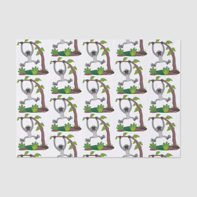 Cute happy gibbon ape cartoon illustration tissue paper (Front)