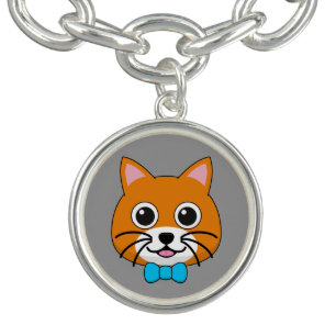 Cute Happy Ginger Cat with Papillon Bracelet