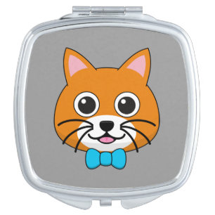 Cute Happy Ginger Cat with Papillon Compact Mirror