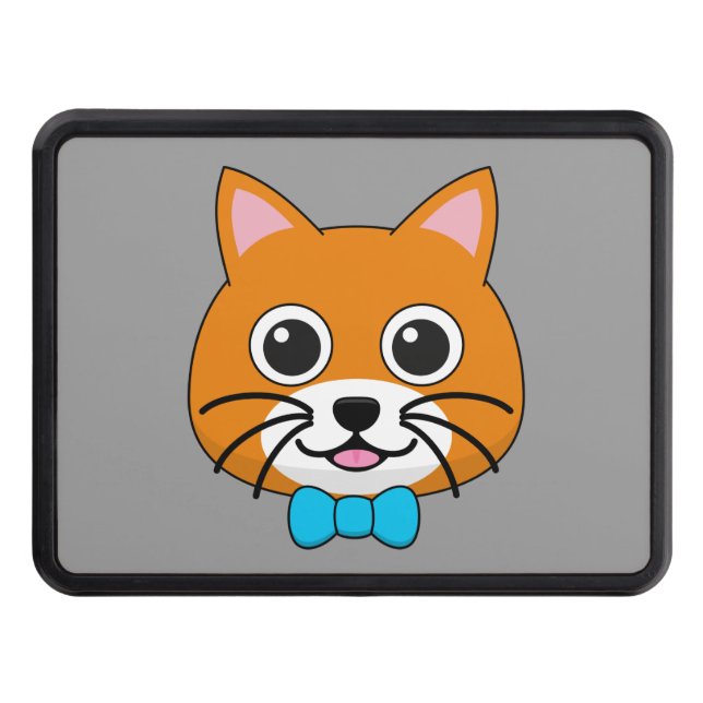 Cute Happy Ginger Cat with Papillon Hitch Cover (Front)